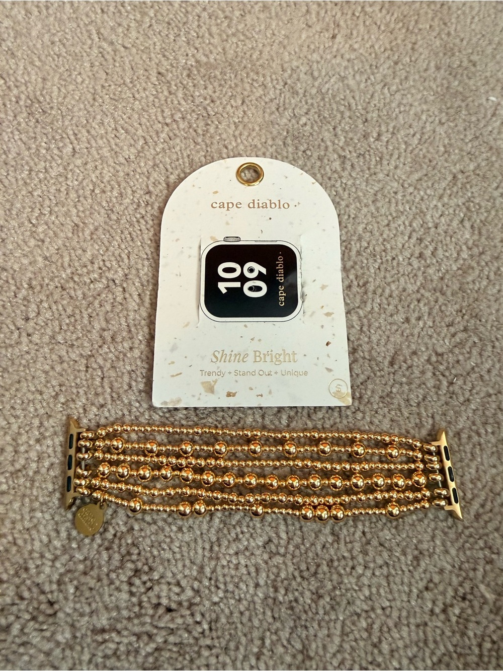Cape Diablo Golden Demure Gold Beaded Stretch Apple Watch Band Small NWT